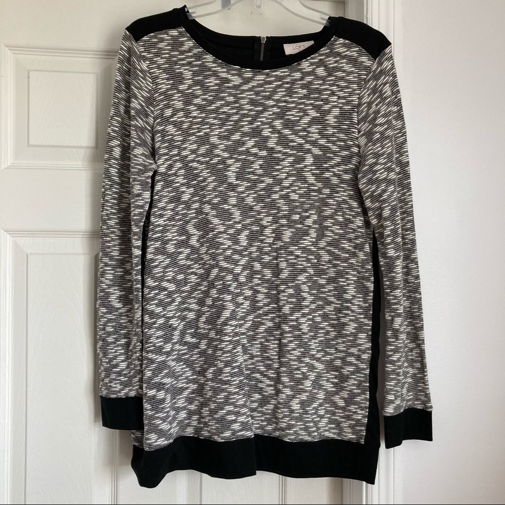 Loft Black and Cream Tunic Style Top